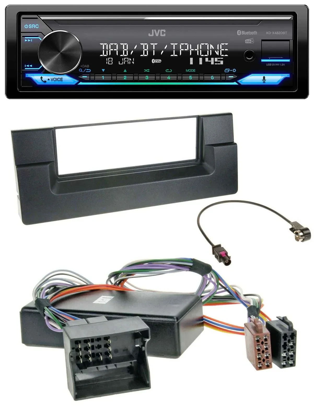 JVC Bluetooth DAB USB MP3 Autoradio für BMW X5 E53 5er E39 Aktivsystem Quadlock