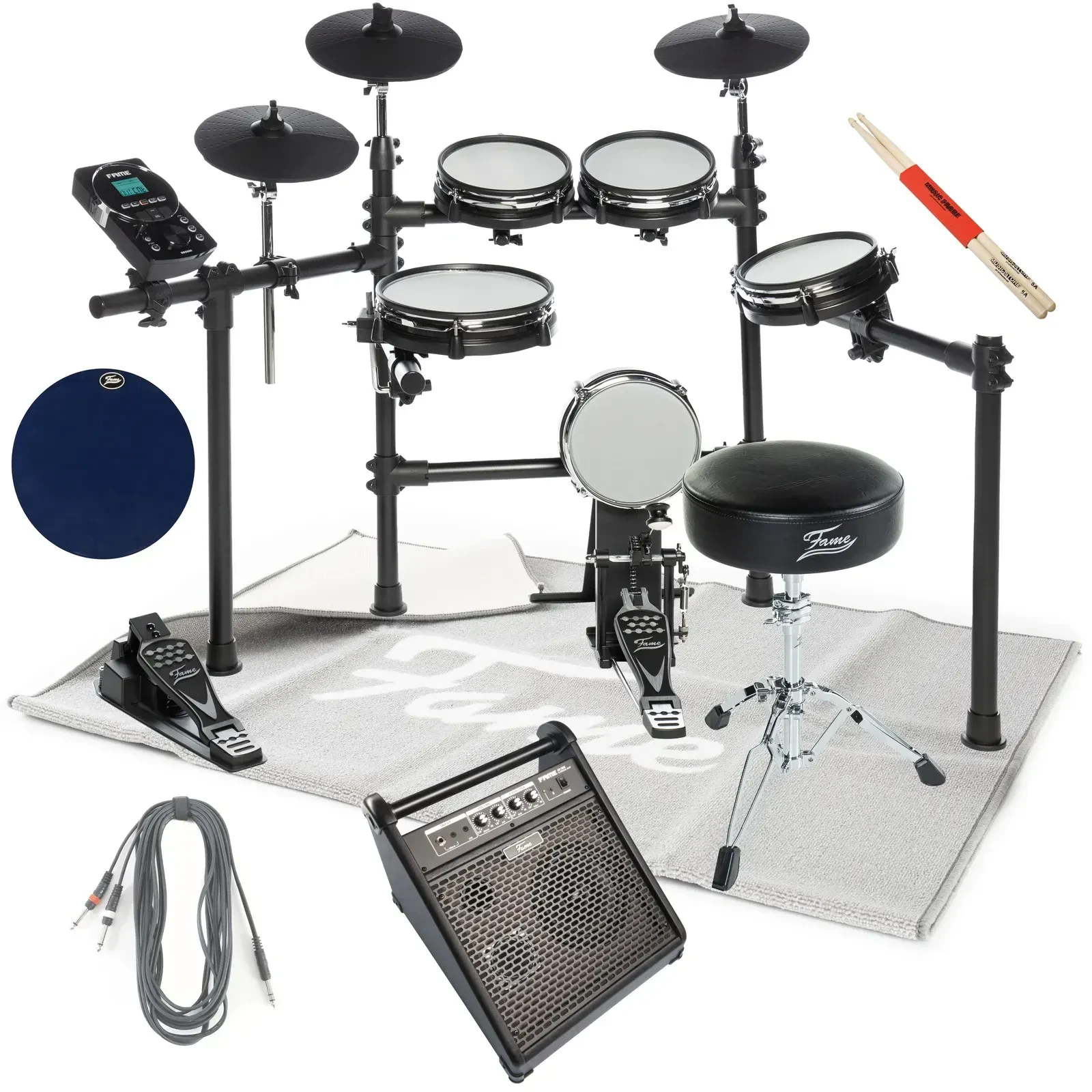 Электронные барабаны Fame Audio DD-6600 (набор), сетчатые пэды, 40 наборов, 408 звуков, запись, цифровой выход