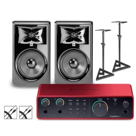 Студийный комплект Focusrite Scarlett 2i2 4th Gen + JBL 308P MkII (набор, пара) со стойками и кабелями