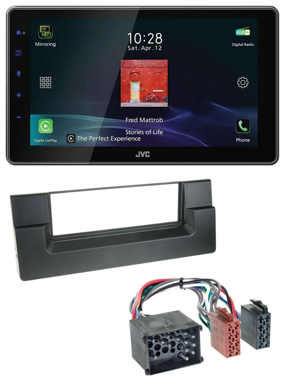 JVC DAB MP3 Bluetooth USB Autoradio für BMW 5er (E39) X5 (E53) Rundpin