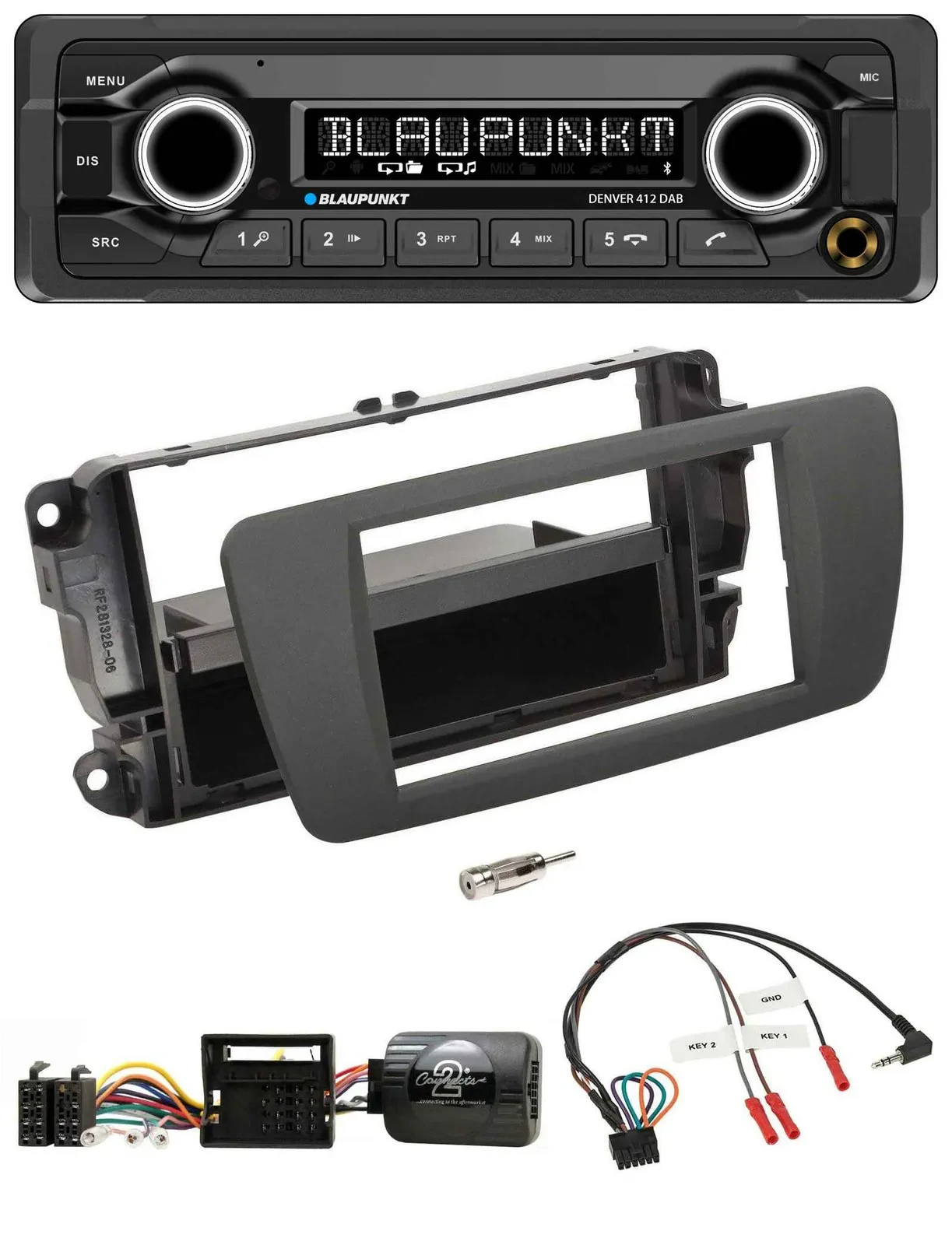 Blaupunkt Bluetooth DAB Lenkrad USB Autoradio für Seat Ibiza tuam grey