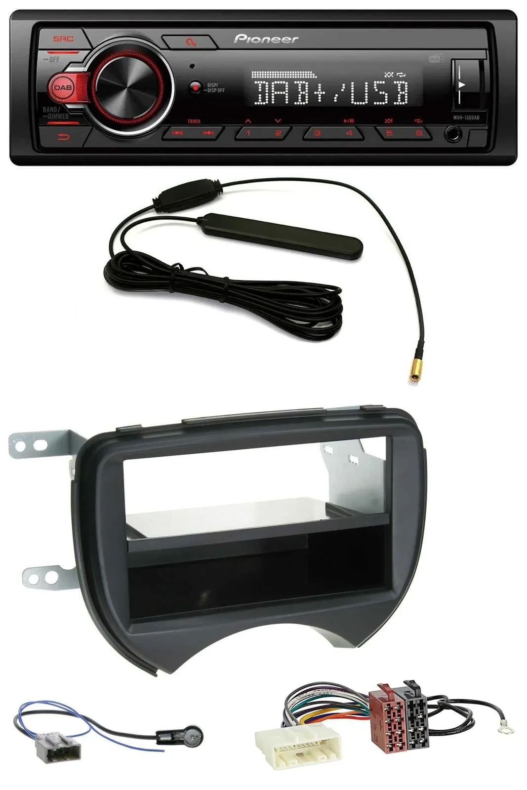 Pioneer MP3 DAB 1DIN AUX USB Autoradio für Nissan Micra K13 10-13 schwarz