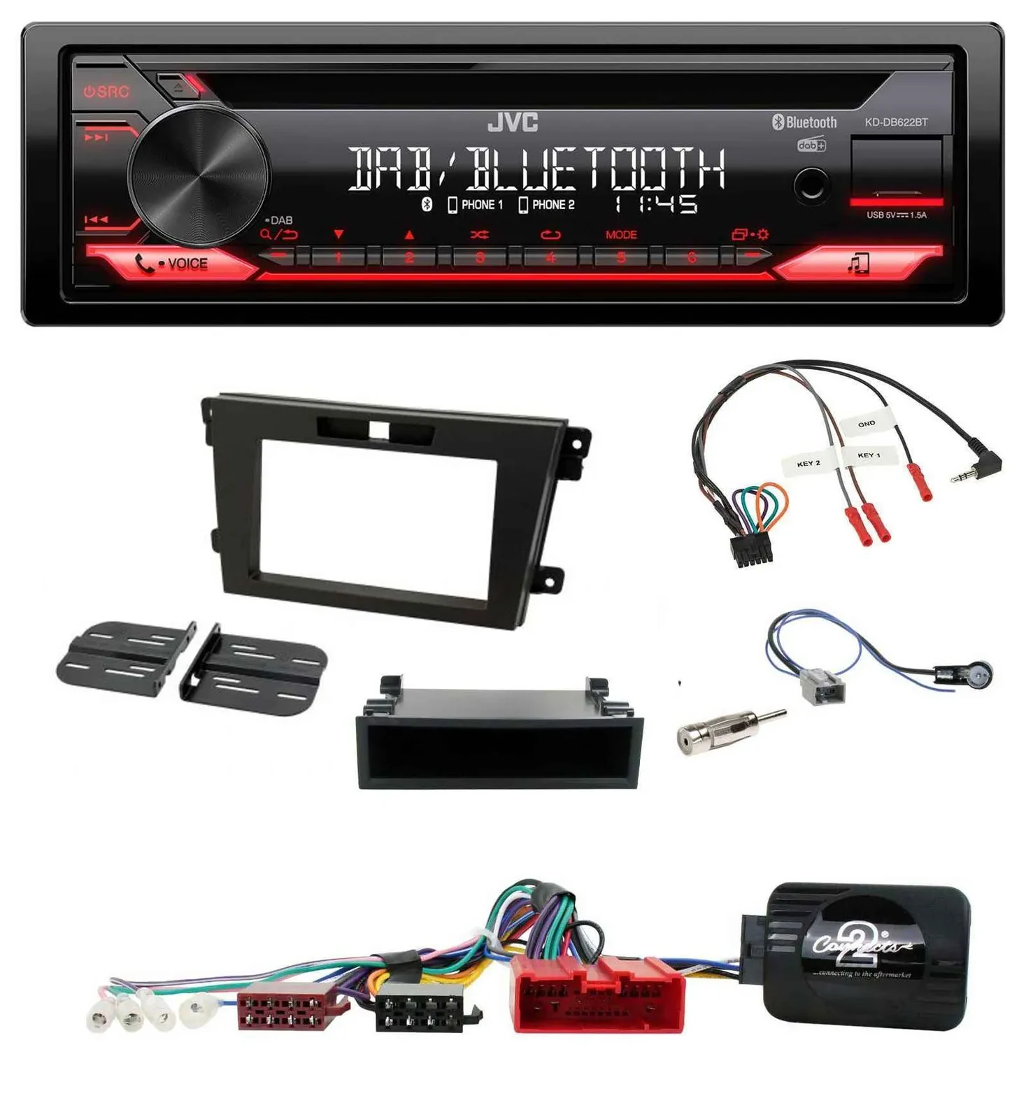 JVC CD DAB USB Bluetooth Lenkrad Autoradio für Mazda CX-7 2008-2010