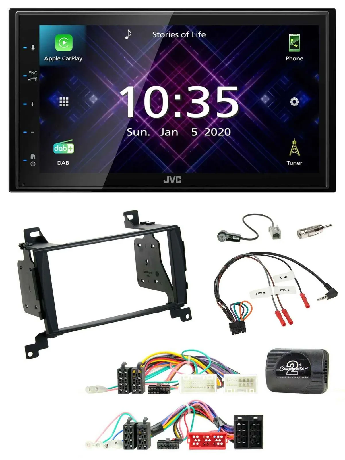 JVC DAB 2DIN Lenkrad Bluetooth USB Autoradio für Hyundai Santa Fe 2010-2012