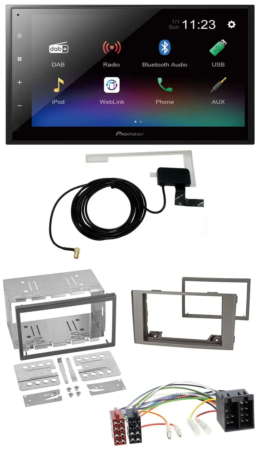 Автомагнитола для Iveco Daily 2006–2014 Pioneer DAB, MP3, Bluetooth, 2DIN, USB, серебристая