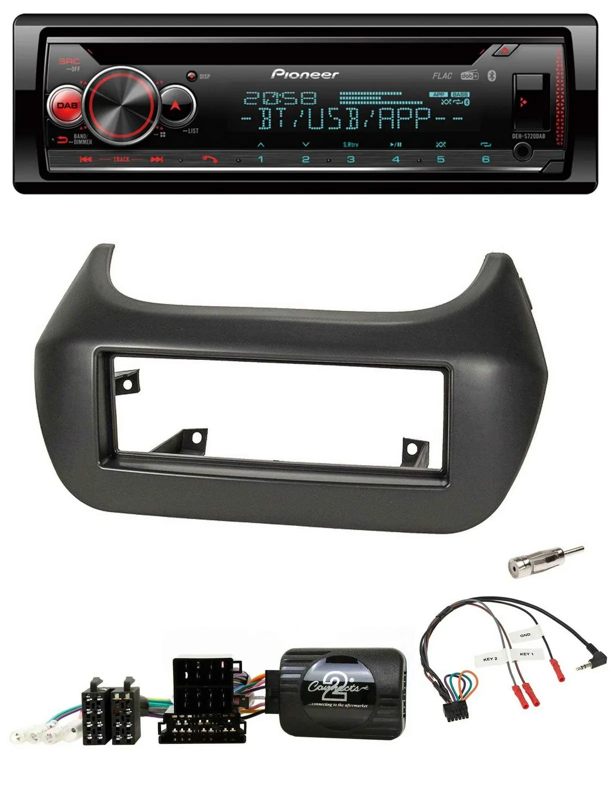 Pioneer Lenkrad DAB CD Bluetooth USB Autoradio für Fiat Fiorino Citroen Nemo Peu