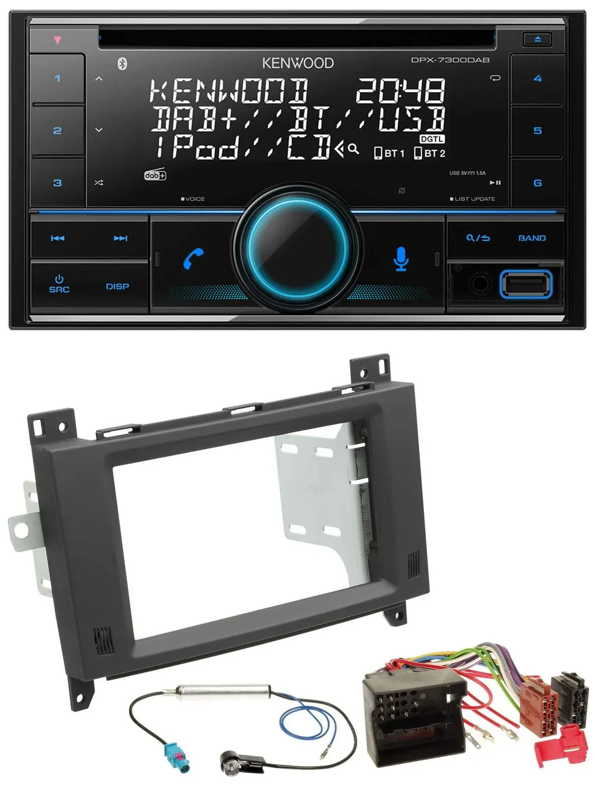 Автомагнитола для Mercedes Vito/Viano 2006–2014 Kenwood CD, 2 DIN, DAB, USB, MP3, Bluetooth
