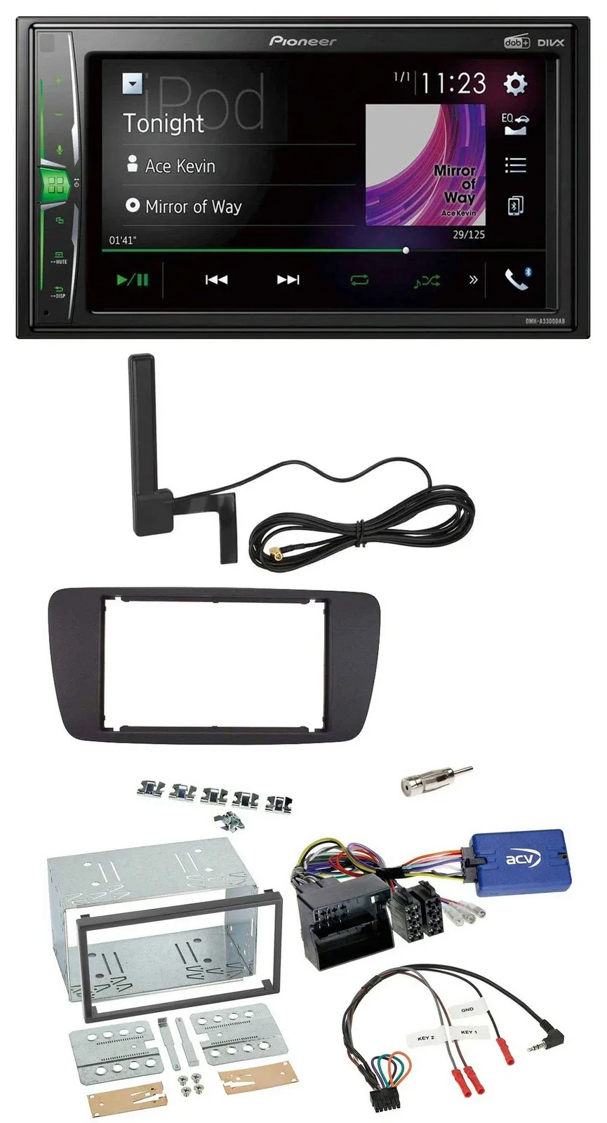Pioneer MP3 DAB Lenkrad 2DIN Bluetooth Autoradio für Seat Ibiza ab 08 azabachesc
