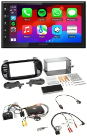 Kenwood Lenkrad USB DAB 2DIN Bluetooth Autoradio für Fiat 500 2014-2015 schwarz