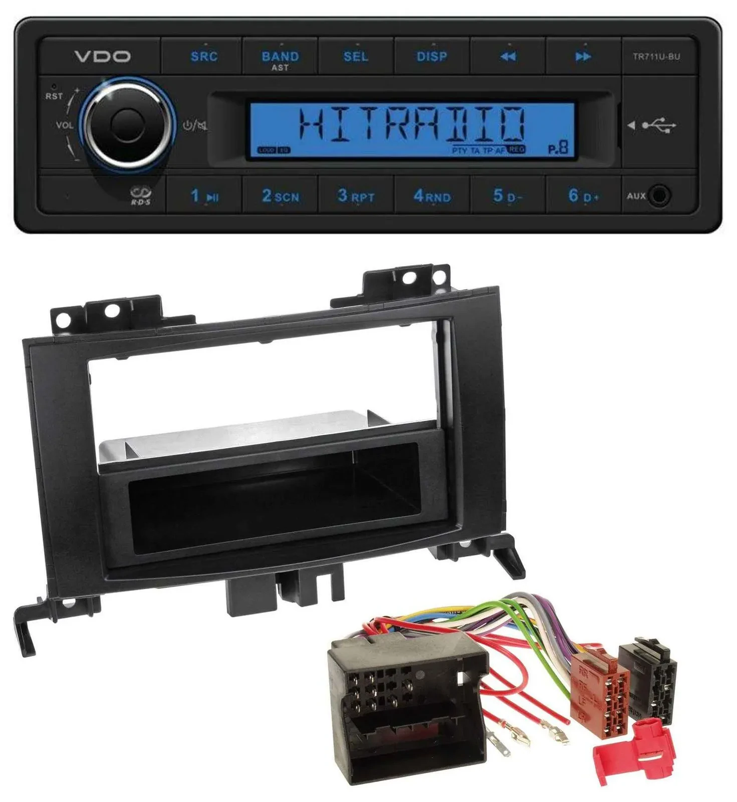 VDO AUX 1DIN MP3 USB Autoradio für Mercedes Sprinter ab 06 Rubbertouch