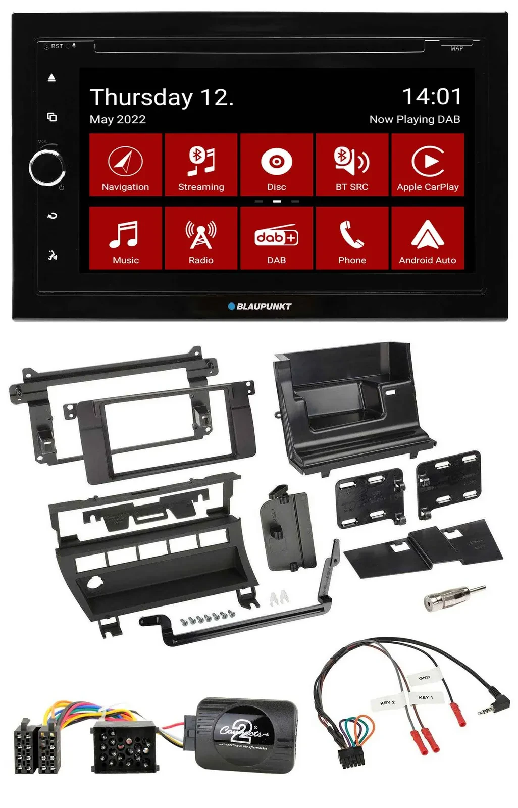 Blaupunkt Lenkrad DVD Bluetooth DAB 2DIN USB Autoradio für BMW 3er 1999-2006 5 S