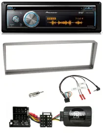 Pioneer Lenkrad DAB USB CD Bluetooth Autoradio für Alfa Romeo 156 ab 2003 silber