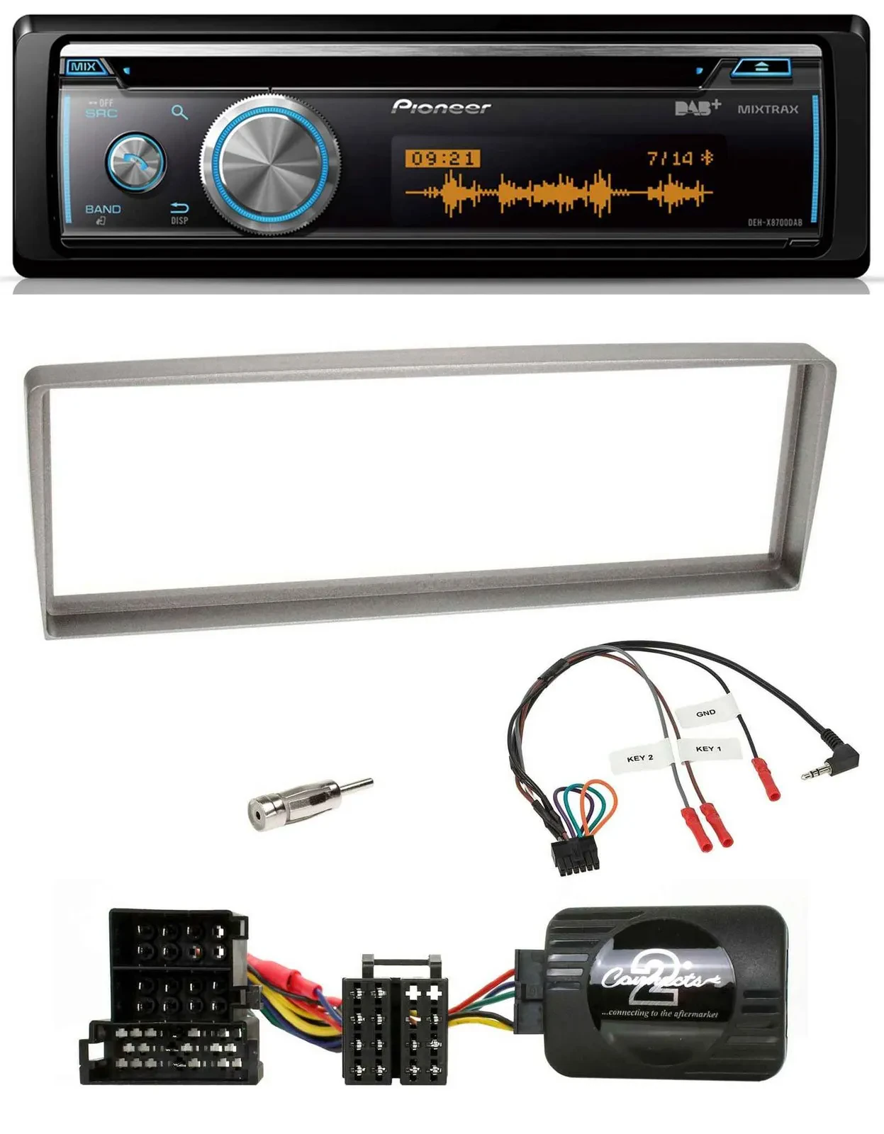 Pioneer Lenkrad DAB USB CD Bluetooth Autoradio für Alfa Romeo 156 ab 2003 silber