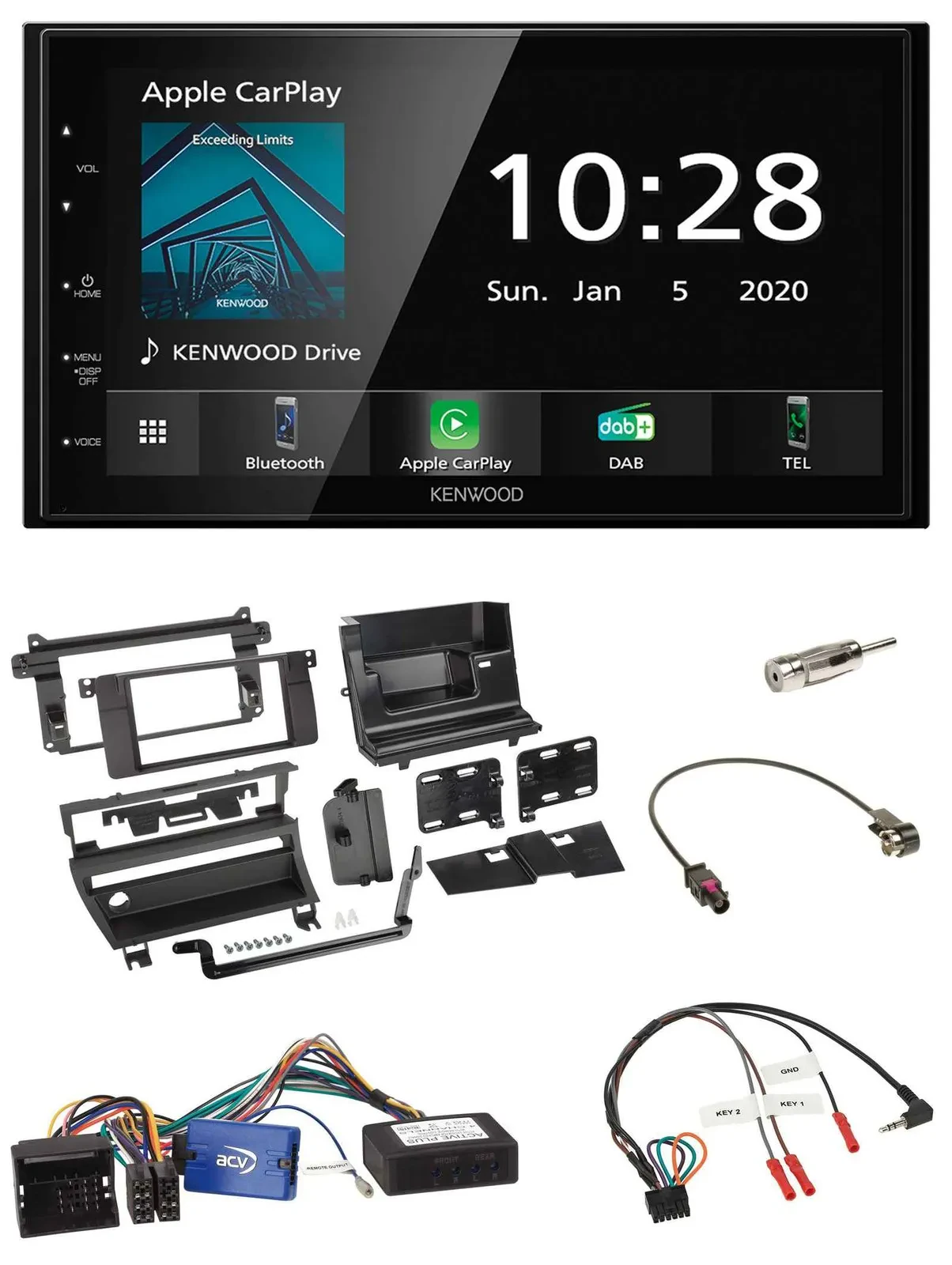 Kenwood Bluetooth Lenkrad DAB USB 2DIN Autoradio für BMW 3er E46 02-06 1 Schalte