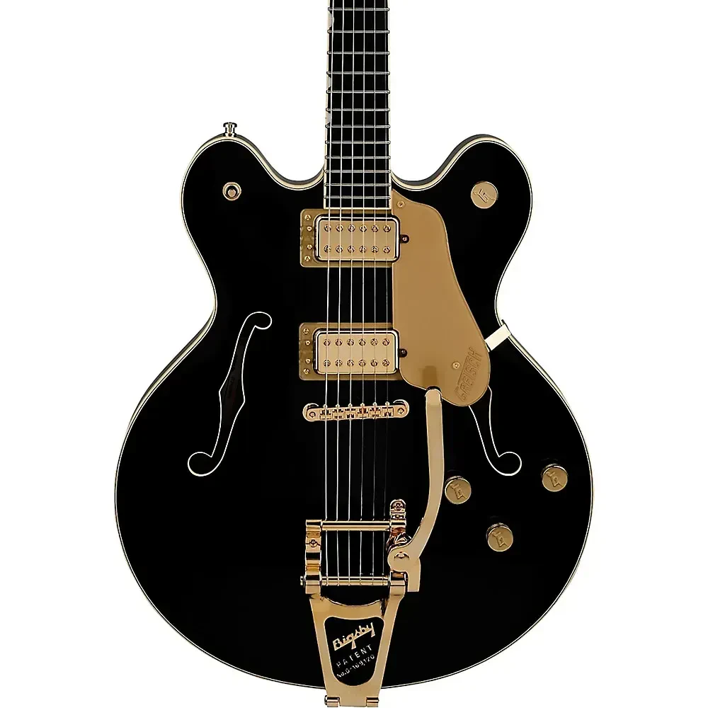 Электрогитара Gretsch Broadkaster LX Center Block, черная, золотая фурнитура, накладка из черного дерева, с Bigsby и кейсом G6267