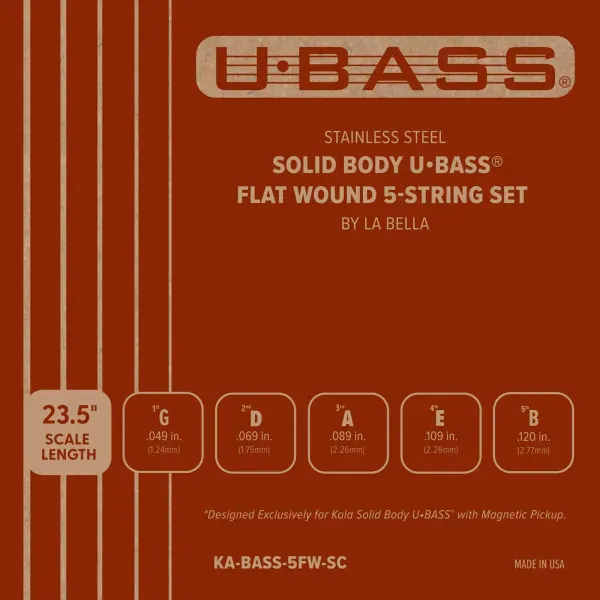 KALA U-Bass Solid Body Flatwound String Set, 5-String (by La Bella)