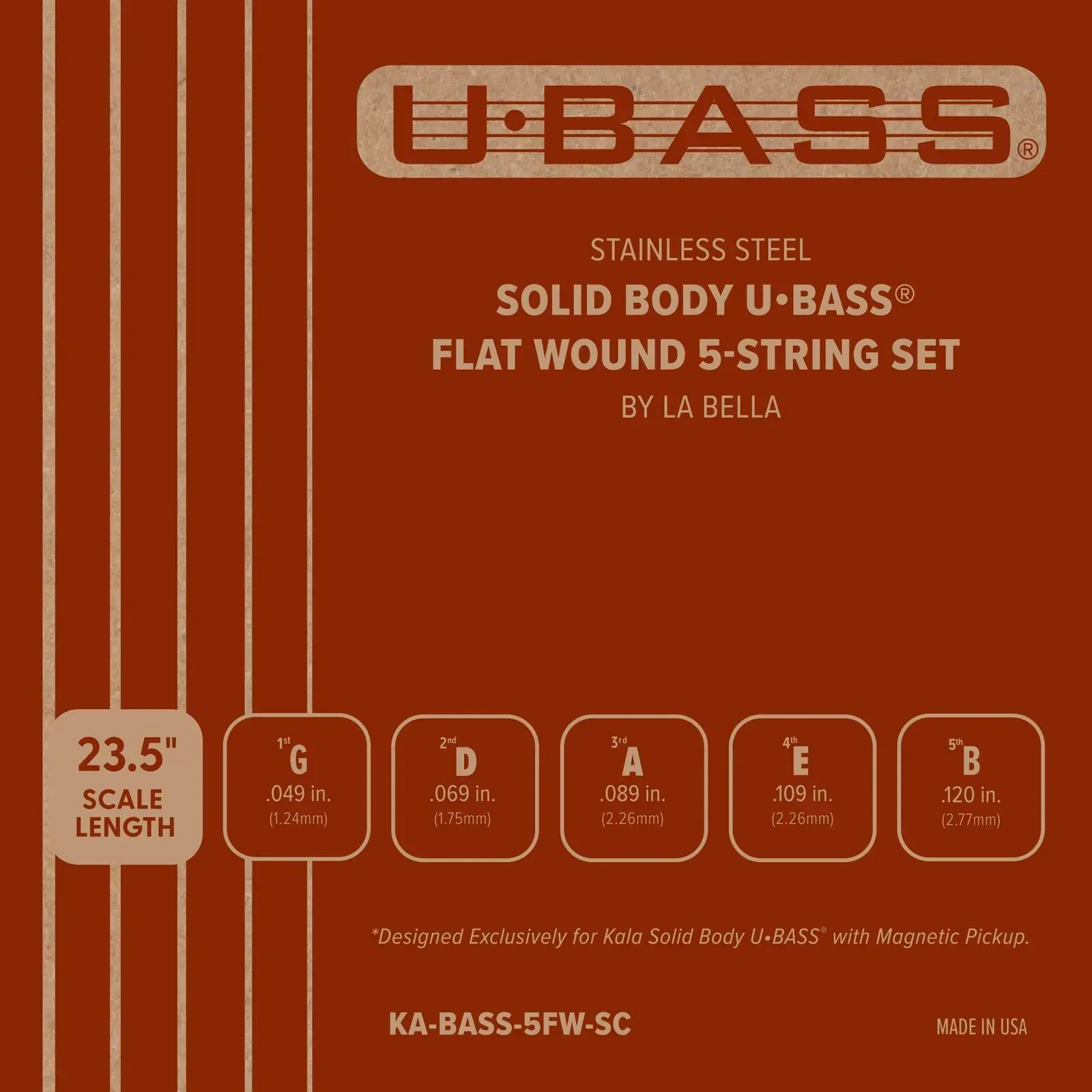 Струны для укулеле KALA KA STR UB METAL 5 FS U-Bass Flatwound