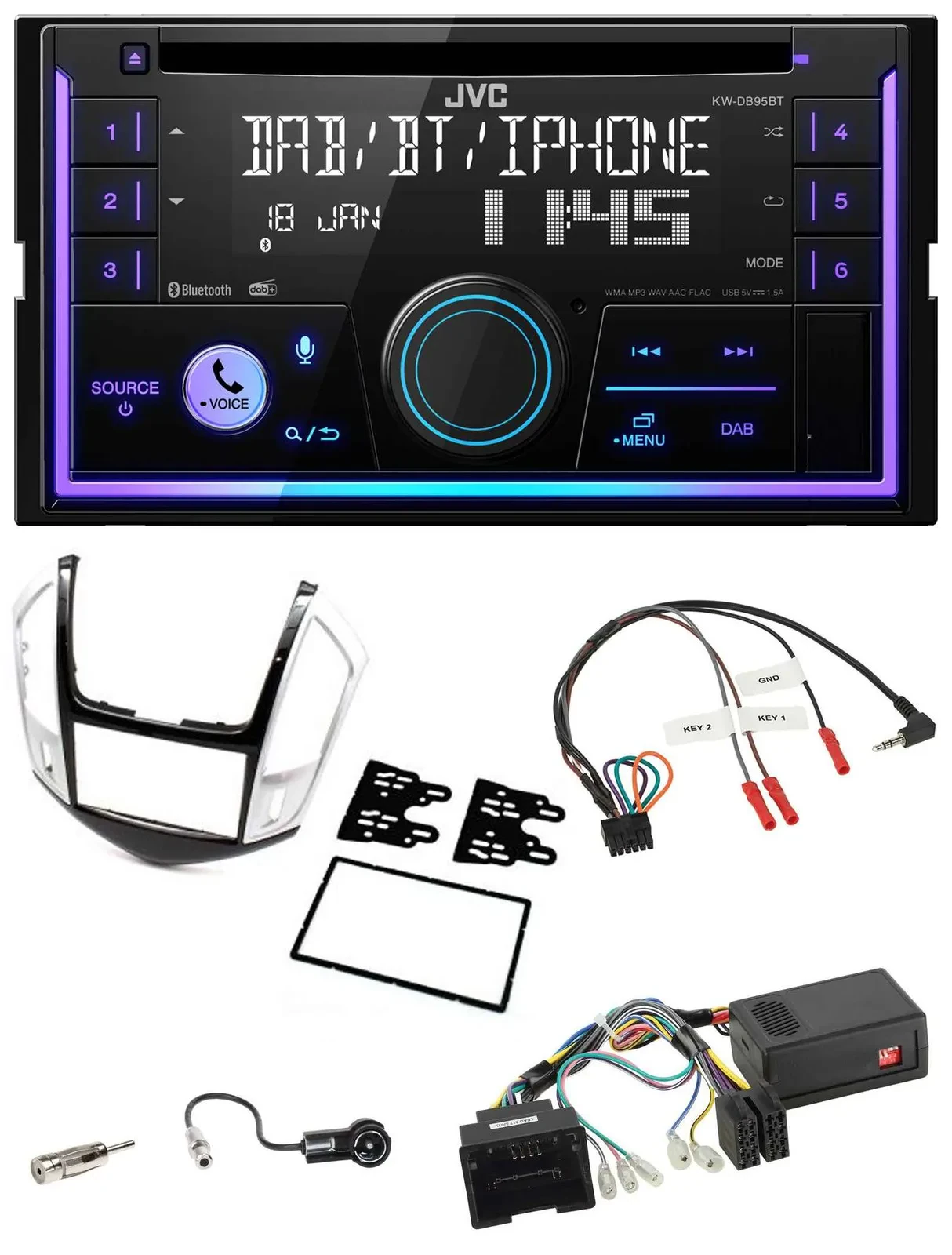 JVC Lenkrad USB 2DIN DAB Bluetooth CD Autoradio für Chevrolet Cruze 2011-2016 si