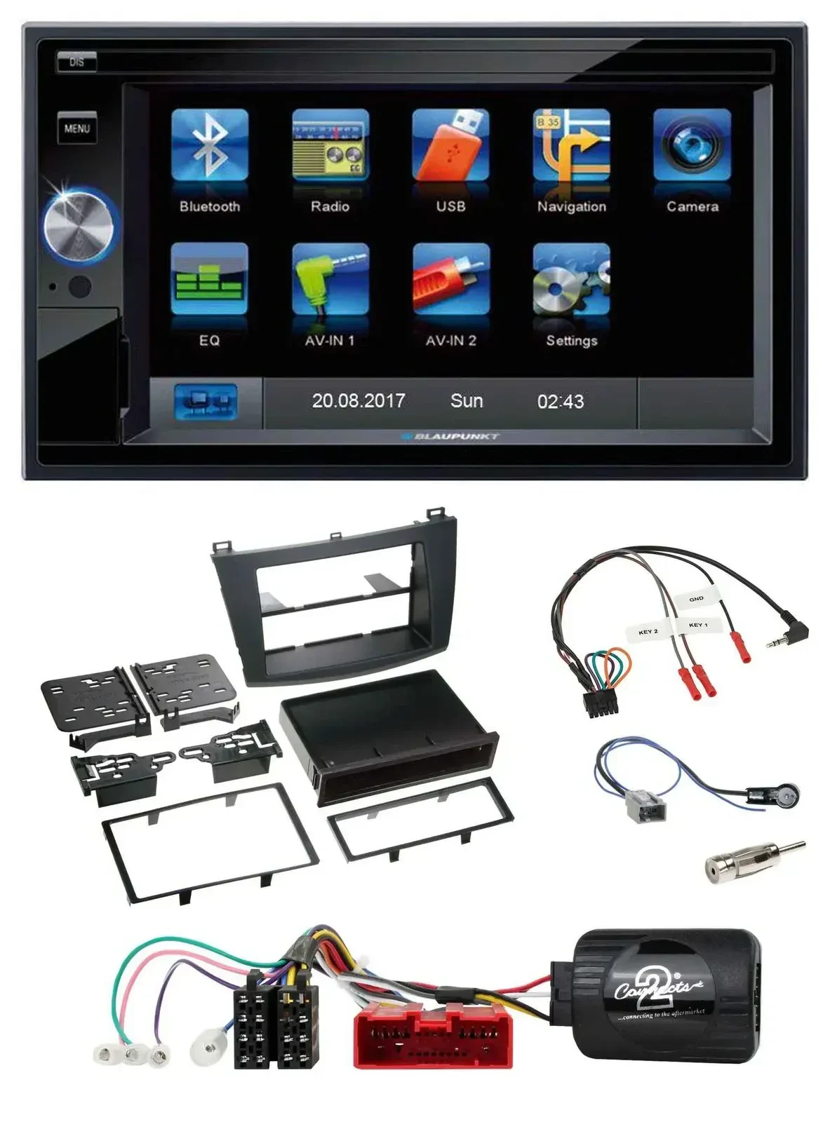 Blaupunkt Lenkrad USB Bluetooth TMC 2DIN Navigation für Mazda 3 09-13 analog