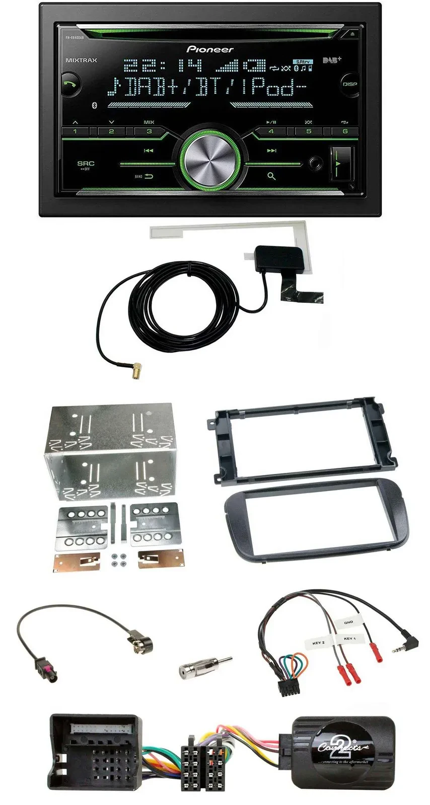 Автомагнитола Pioneer 2DIN, CD, USB, Bluetooth, DAB, для Ford Focus/C-Max/Galaxy