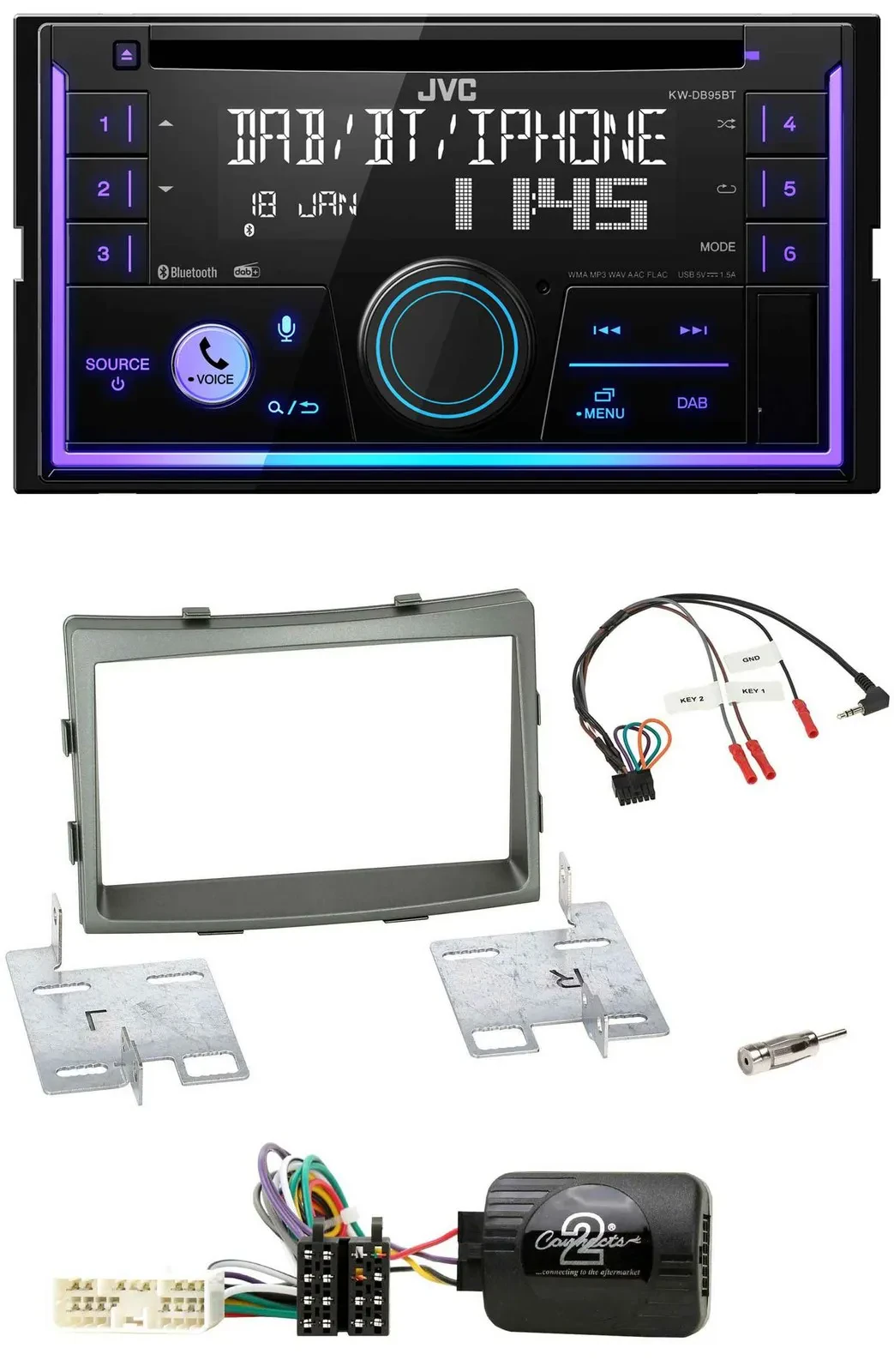 Автомагнитола для SsangYong Rodius (с 2013) JVC 2DIN, DAB, Bluetooth, CD, USB