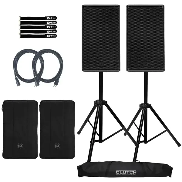 RCF NX 932-A Professional Active Powered 12" DJ PA Speakers Pair w Covers & S...