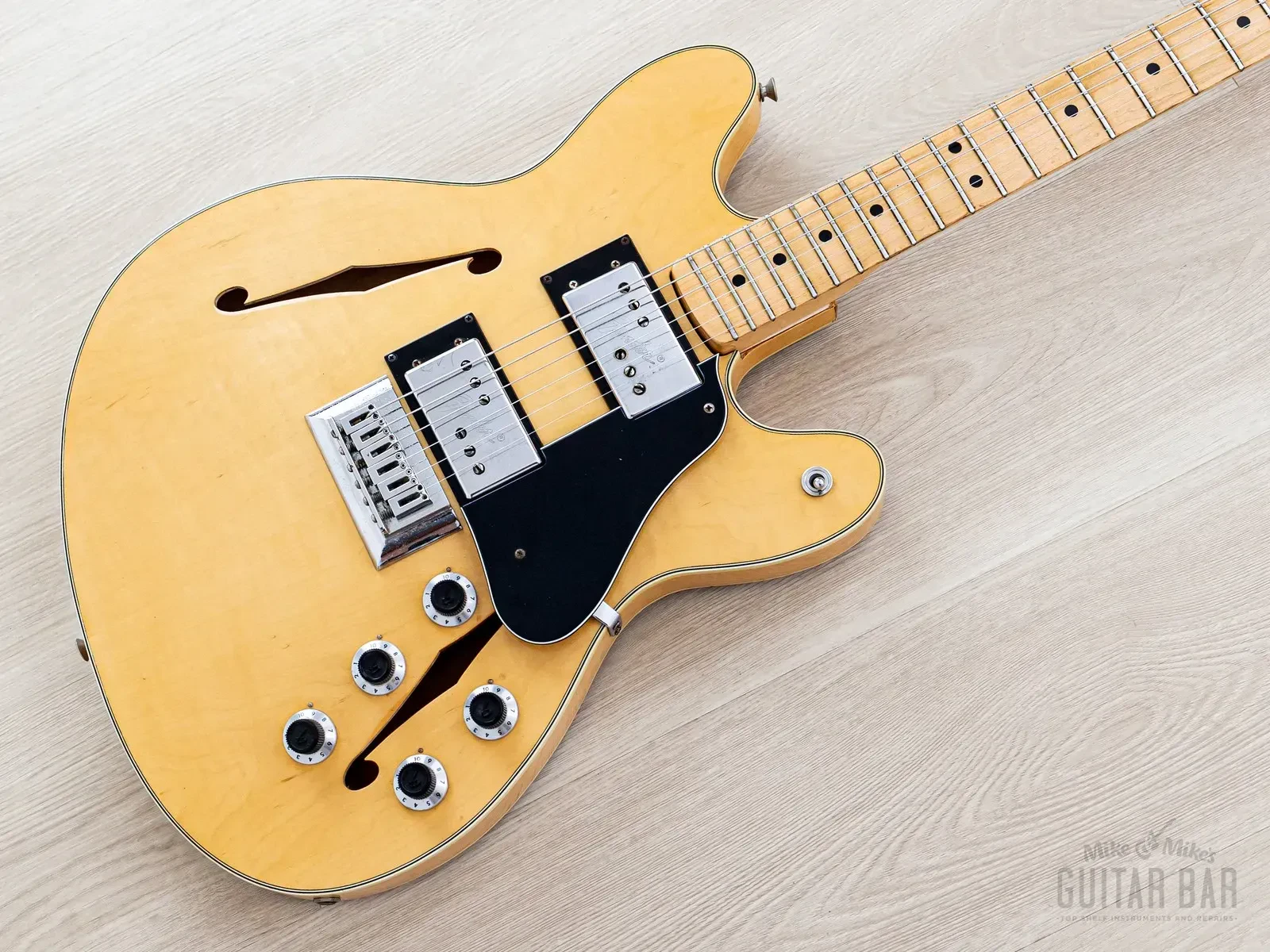 1976 Fender Starcaster Vintage Semi-Hollow Guitar Natural w/ Wide Range, Case