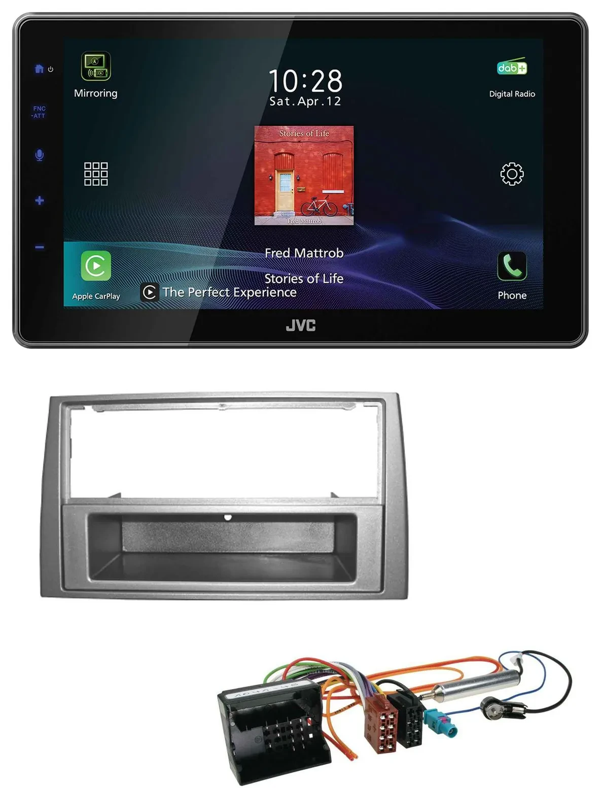 JVC DAB MP3 Bluetooth USB Autoradio für Peugeot 308 07-09 dunkelsilber