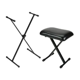 On-Stage Stands Padded Keyboard Bench With Single-Braced Stand Combo