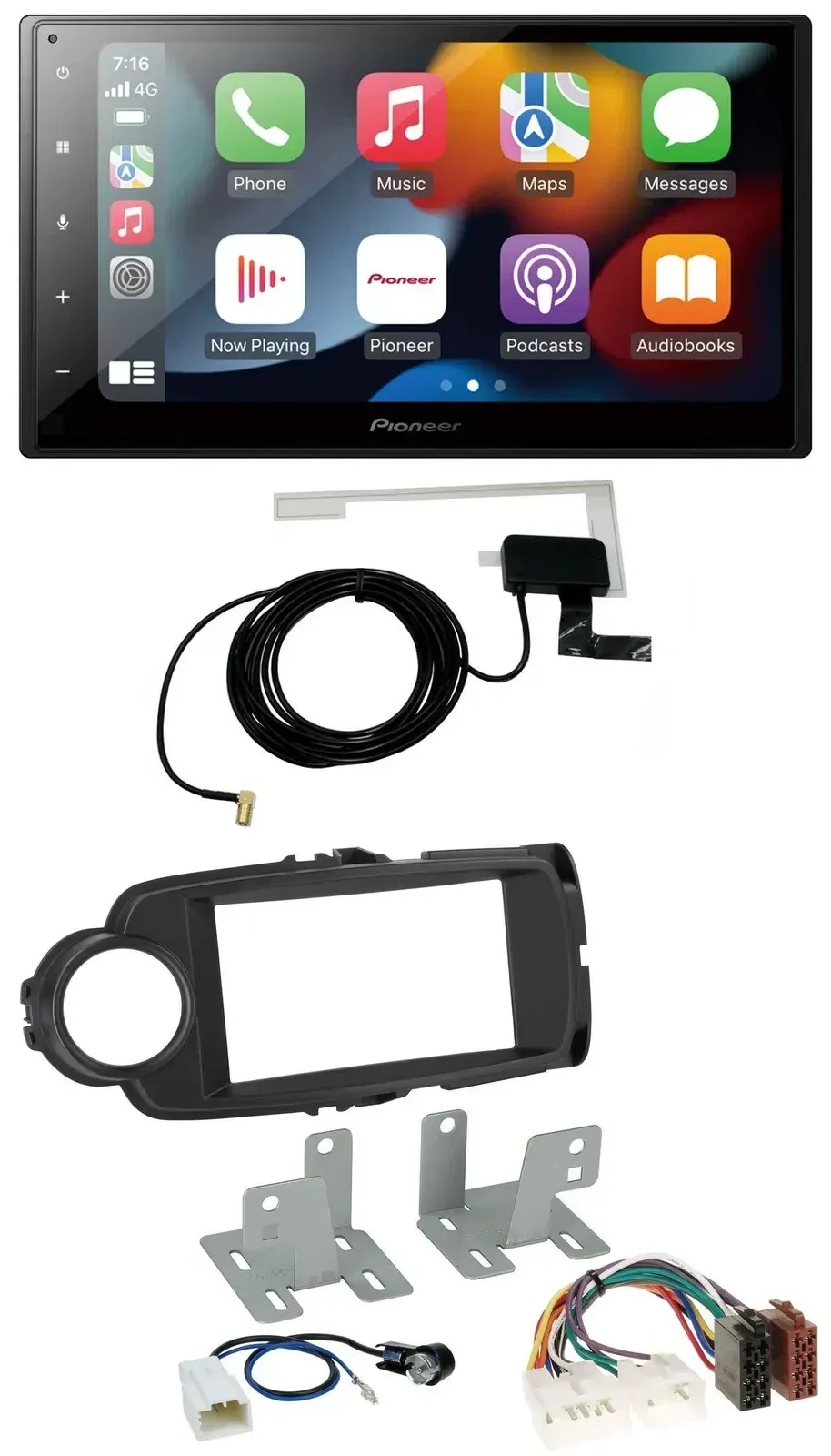 Автомагнитола для Toyota Yaris (2011–2020) Pioneer 2-DIN, MP3, USB, Bluetooth, DAB, черная