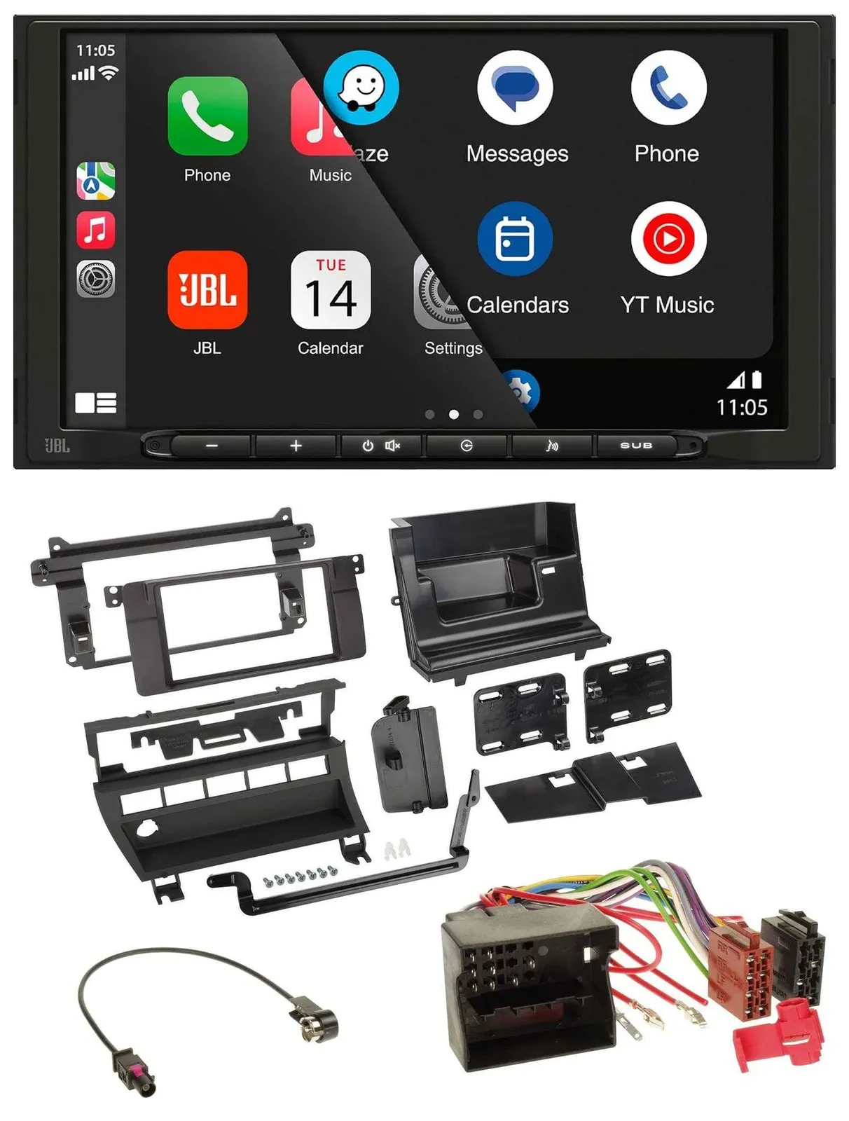 Автомагнитола JBL 2DIN, DAB, Bluetooth, USB, MP3, для BMW 3 Series (2002–2006), под 5-кнопочную панель