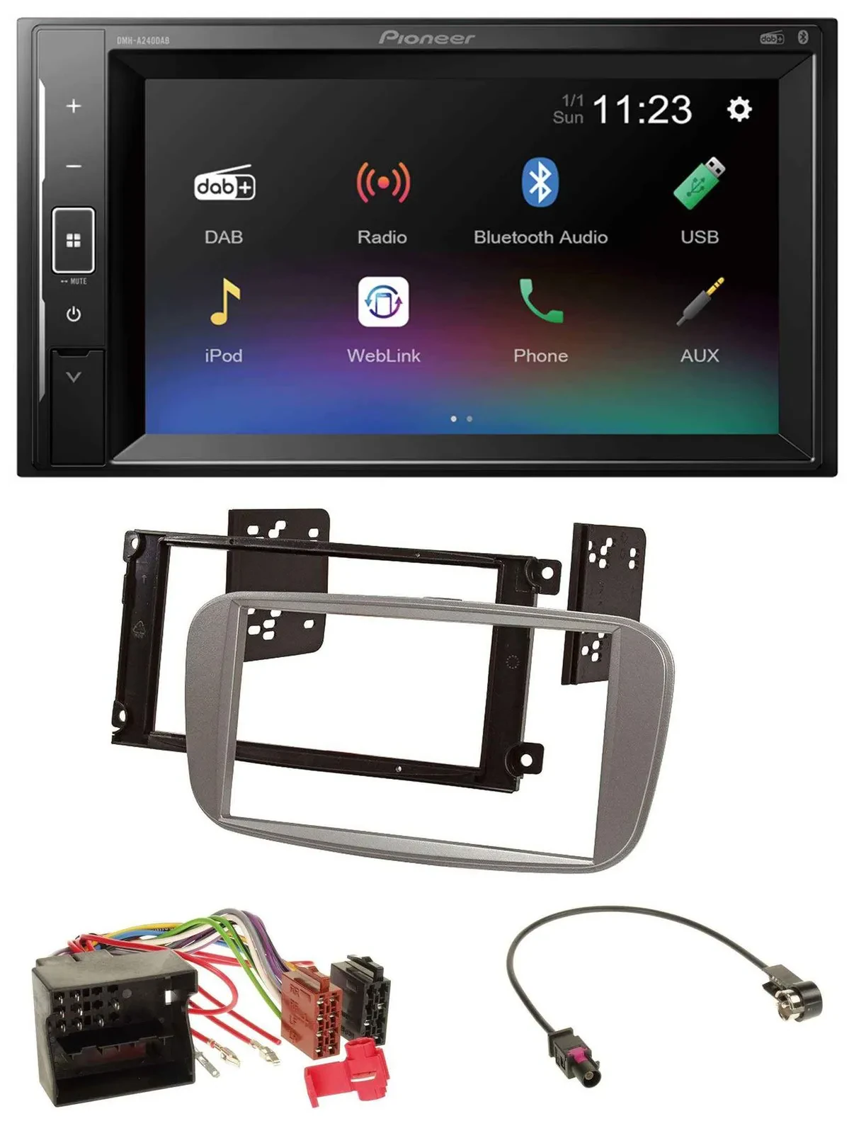 Автомагнитола Pioneer 2-DIN DAB MP3 Bluetooth USB для Ford Mondeo (2007–2014), S-Max, серебристая
