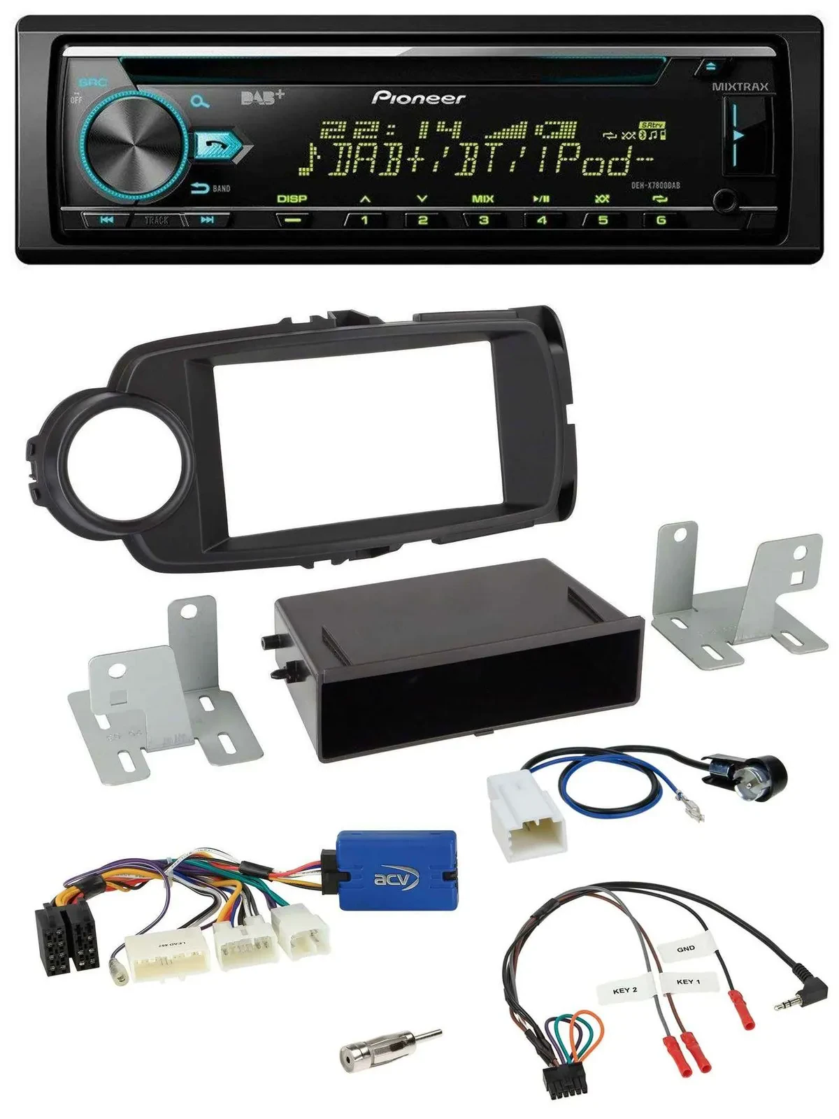 Автомагнитола Pioneer CD/USB/Bluetooth, DAB, для Toyota Yaris (с 2014), черный
