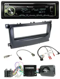 Автомагнитола Pioneer CD/USB, MP3, DAB для Ford C‑Max (2007–2010) и Focus, черная, поддержка управления с руля