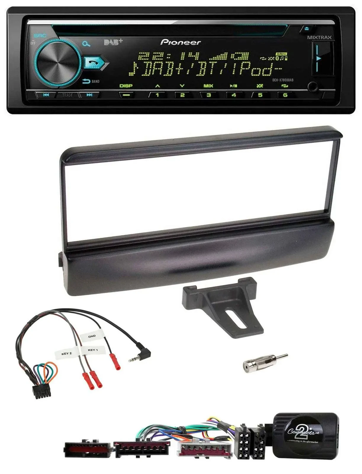 Pioneer DAB Lenkrad CD USB Bluetooth Autoradio für Ford Mondeo 2000-02 schwarz