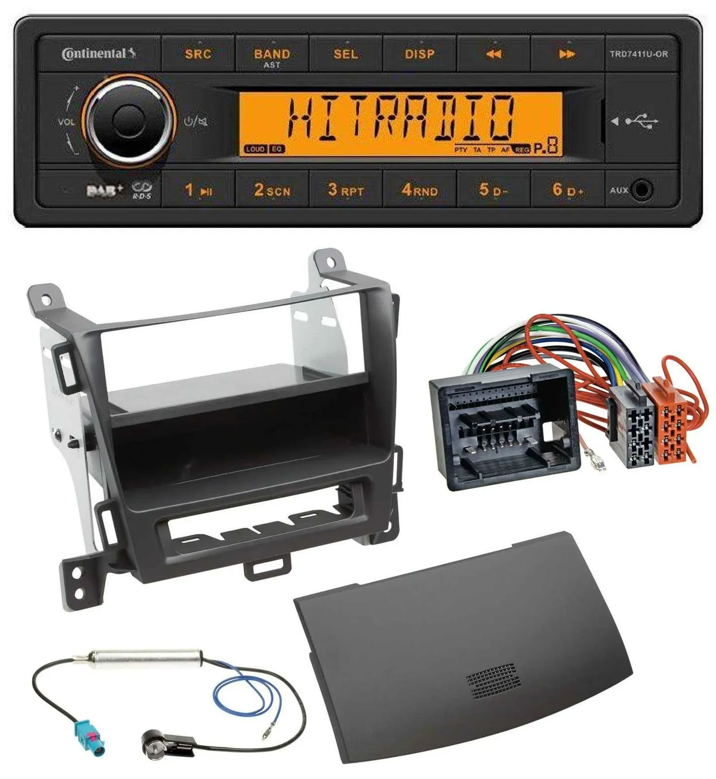 Continental 1DIN DAB MP3 AUX USB Autoradio für Opel Zafira Tourer ab 12 jet blac