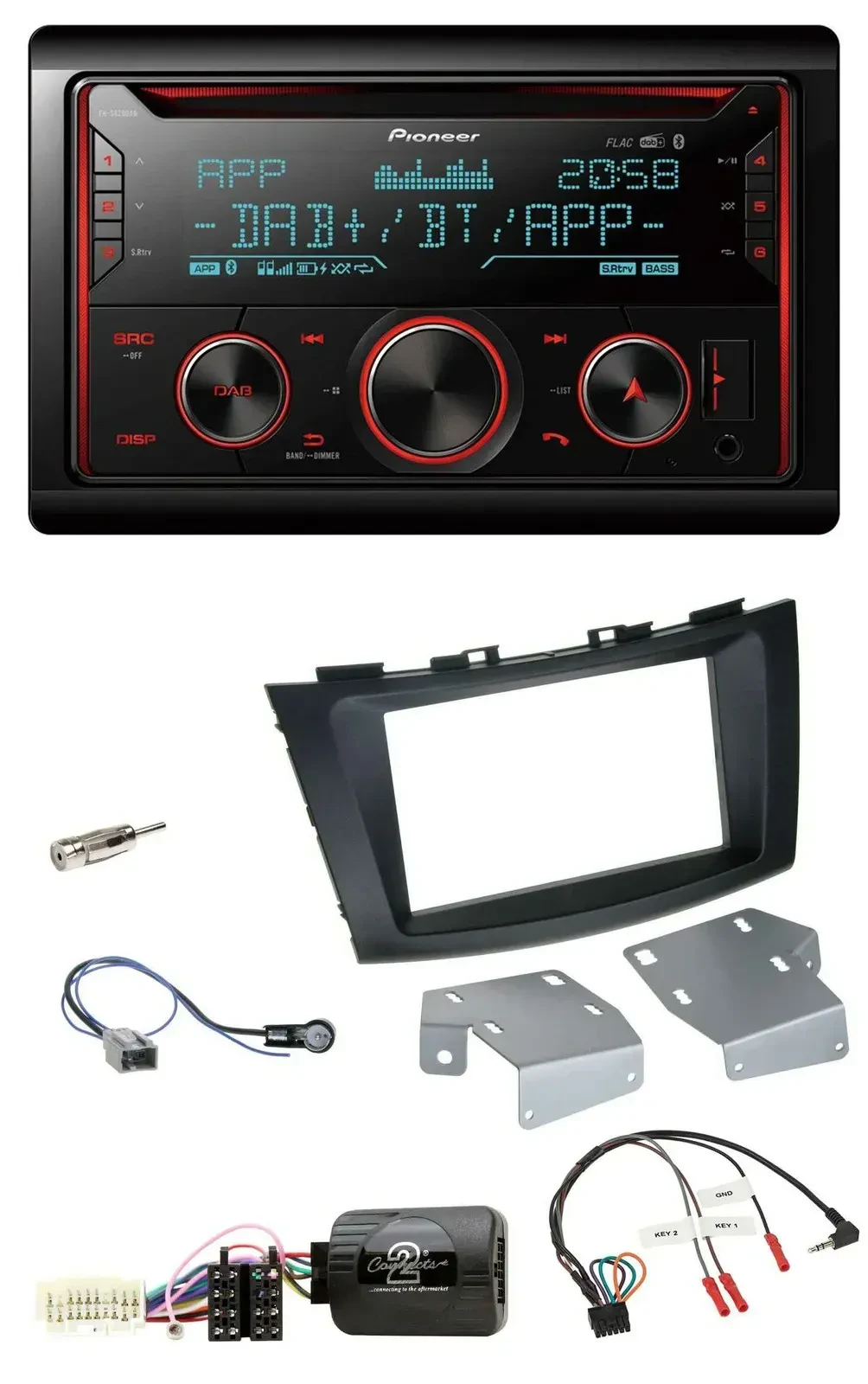 Автомагнитола Pioneer 2-DIN DAB, Bluetooth, USB, CD для Suzuki Swift (с 2011), поддержка управления с руля