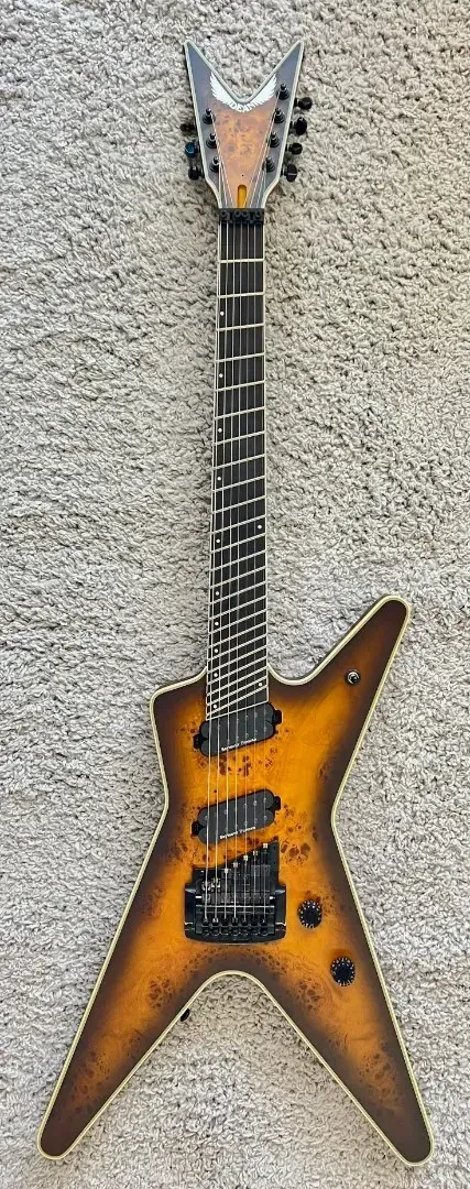 Dean ML Select Multiscale 7-String Electric Guitar with/Case, Burl Black Burst