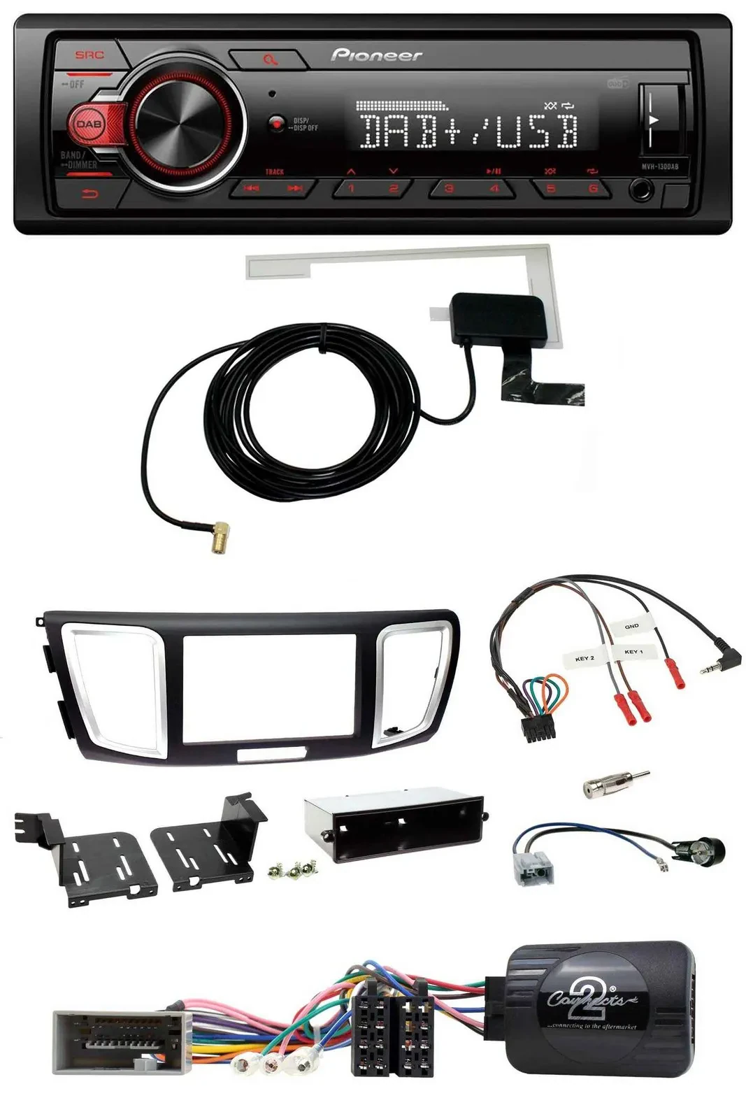 Pioneer 1DIN MP3 DAB USB Lenkrad Autoradio für Honda Accord 2013-2015