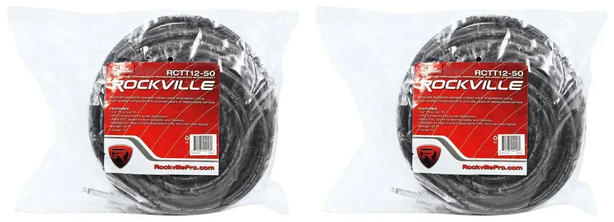 Спикерный кабель Rockville RCTT1250 Black 15.25 м (2 штуки)