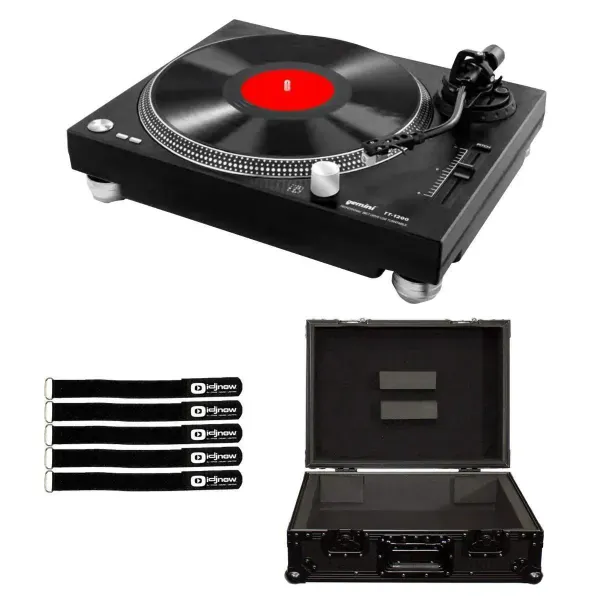 Gemini TT-1200 Belt Drive DJ Turntable Record Player, USB Interface & Black Case