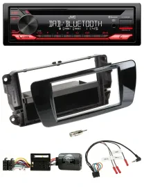 Автомагнитола JVC CD, DAB, USB, Bluetooth, поддержка управления с руля, для Seat Ibiza, цвет черный глянец