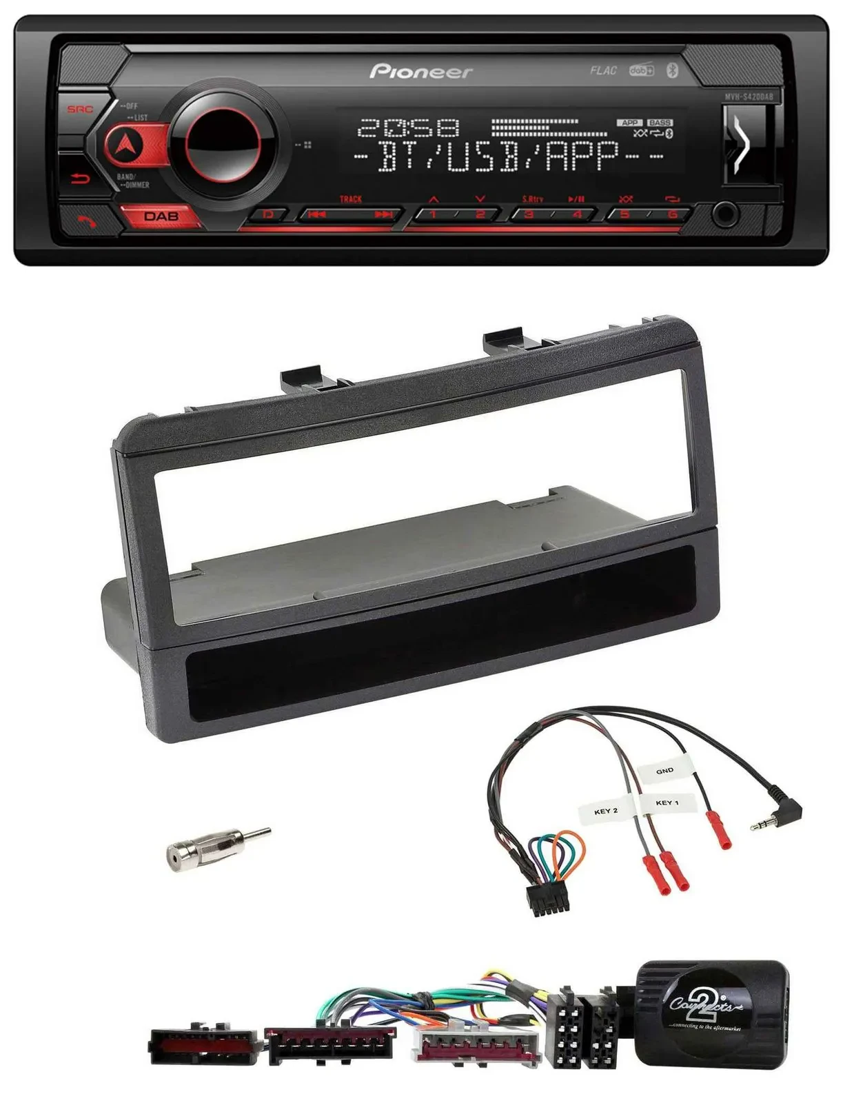 Pioneer Lenkrad USB DAB Bluetooth Autoradio für Ford Focus Escort Fiesta schwarz