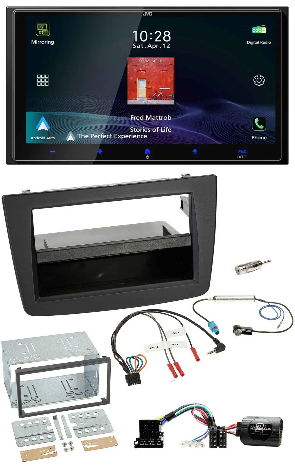 JVC USB Bluetooth 2DIN DAB Lenkrad Autoradio für Alfa Romeo Mito 08-14 schwarz