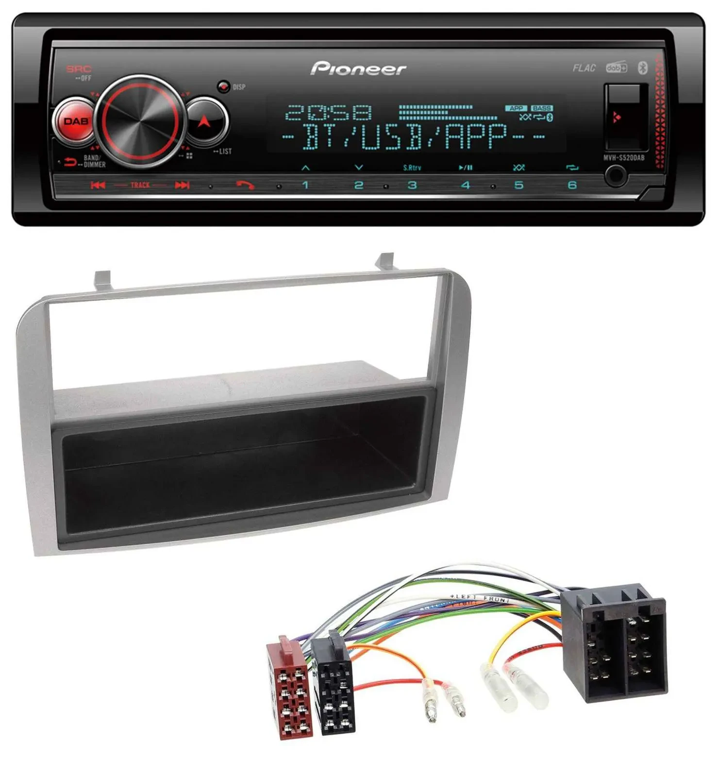 Автомагнитола Pioneer Bluetooth USB MP3 DAB, серебристая, для Alfa Romeo 147/GT с отсеком