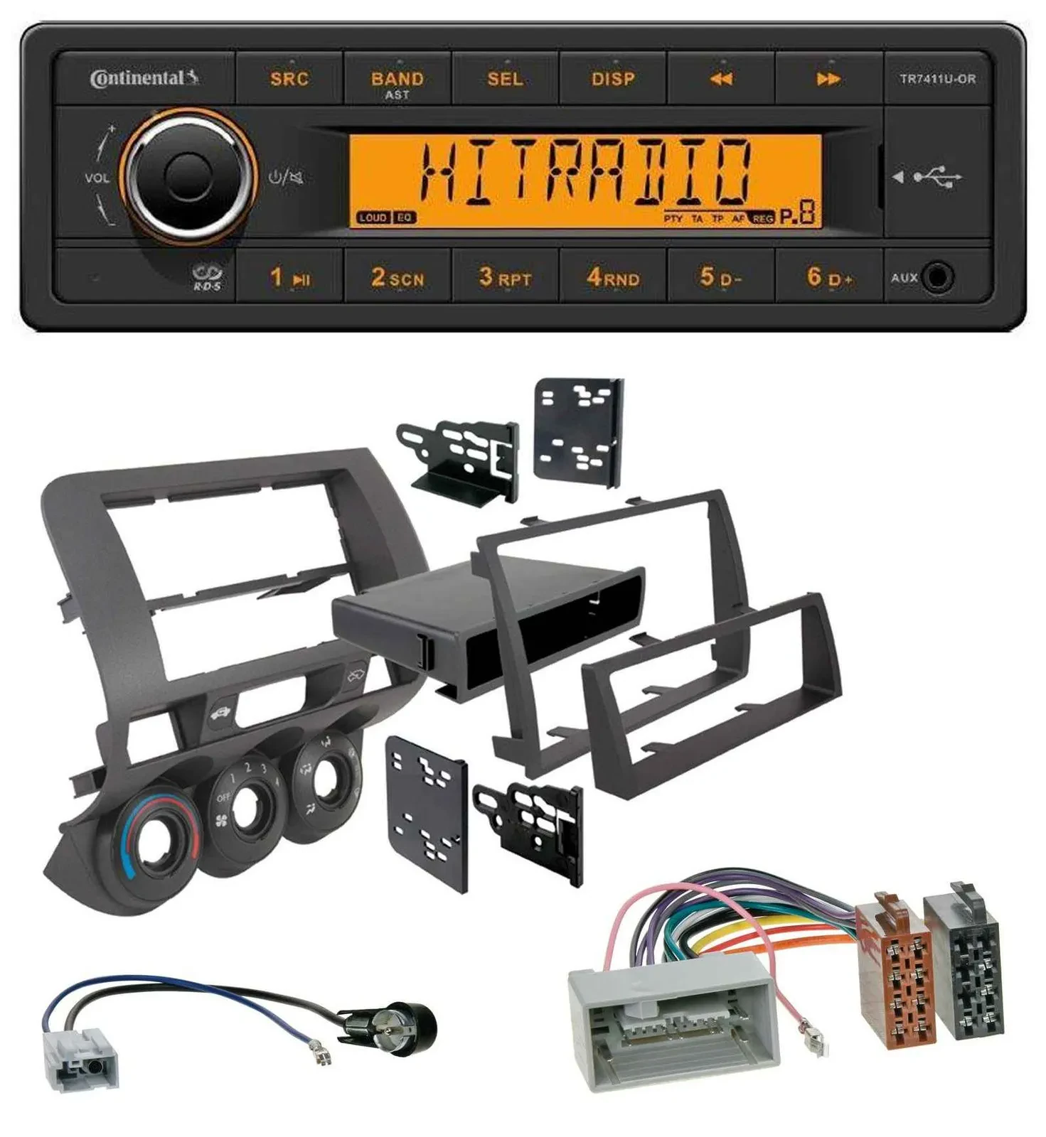 Автомагнитола для Honda Fit Continental 1DIN, USB, AUX, MP3 (US-импорт, 2006–2007)