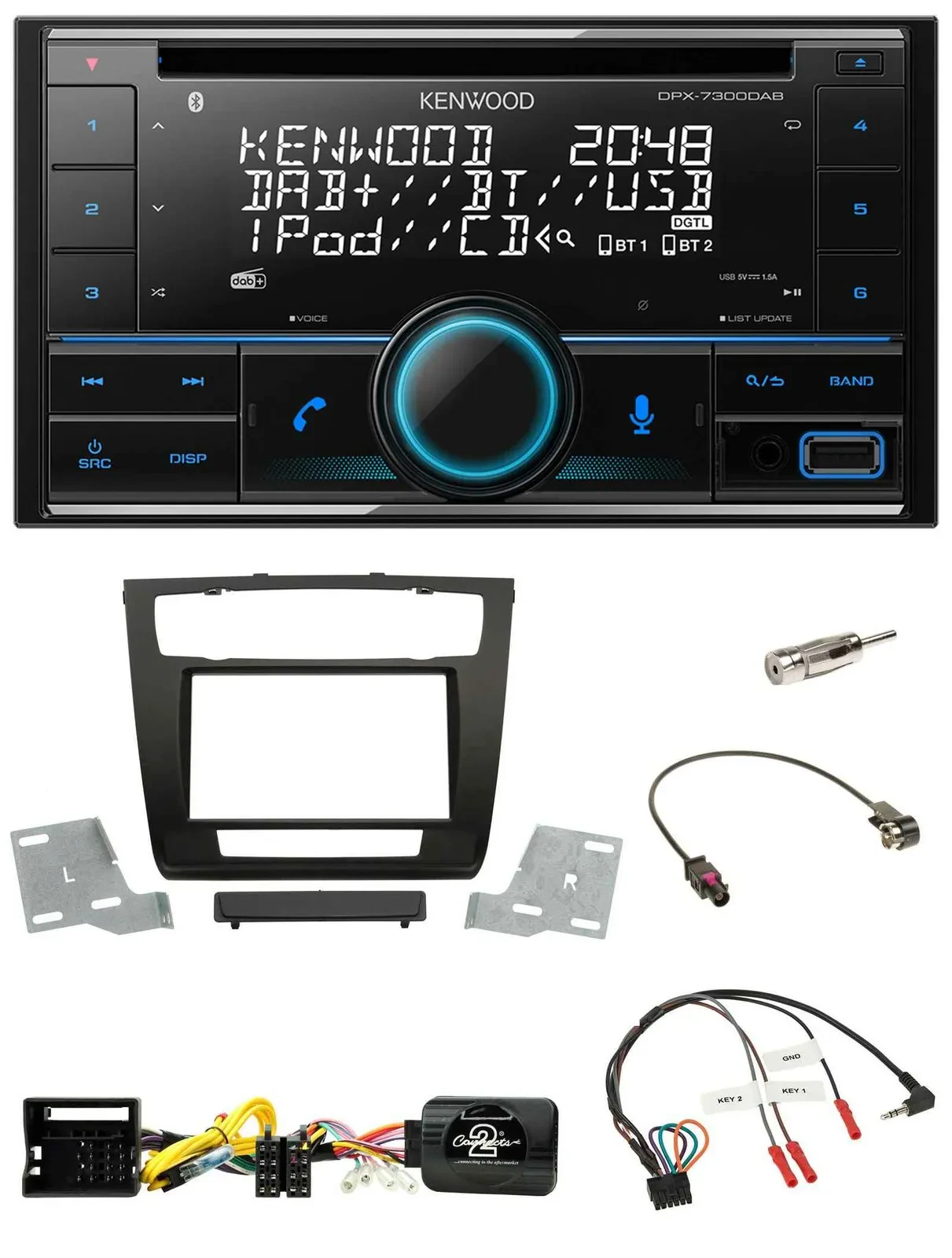 Kenwood CD 2DIN DAB USB Lenkrad Bluetooth Autoradio für BMW 1er aut. Klima E81/E