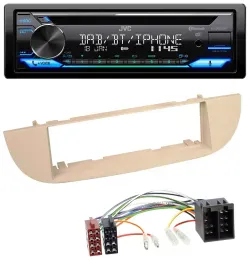 JVC Bluetooth MP3 USB DAB CD Autoradio für Fiat 500 ab 2007 perlgrau beige
