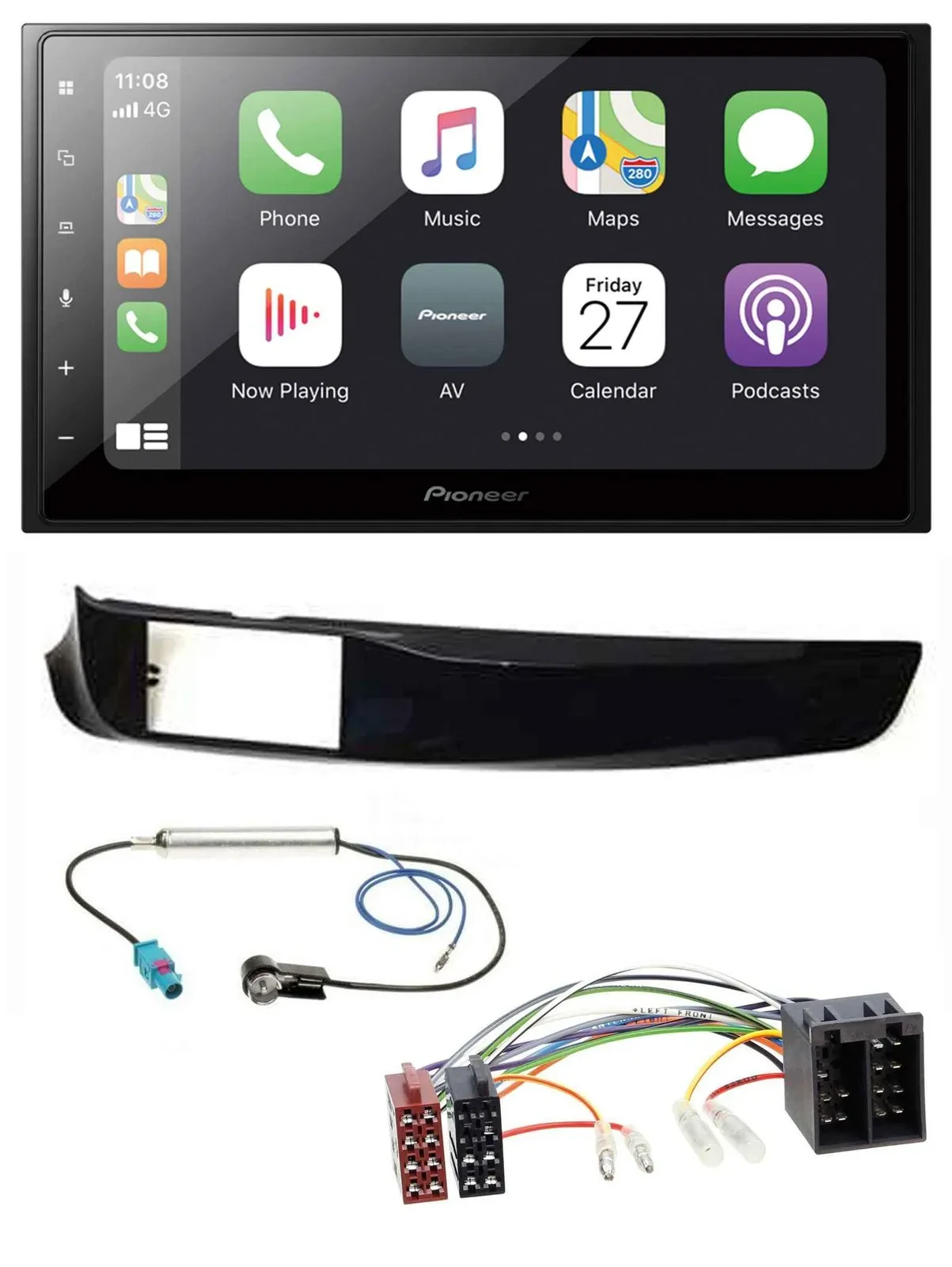 Автомагнитола Pioneer 2DIN MP3 Bluetooth DAB USB для Alfa Romeo Giulietta черный глянец