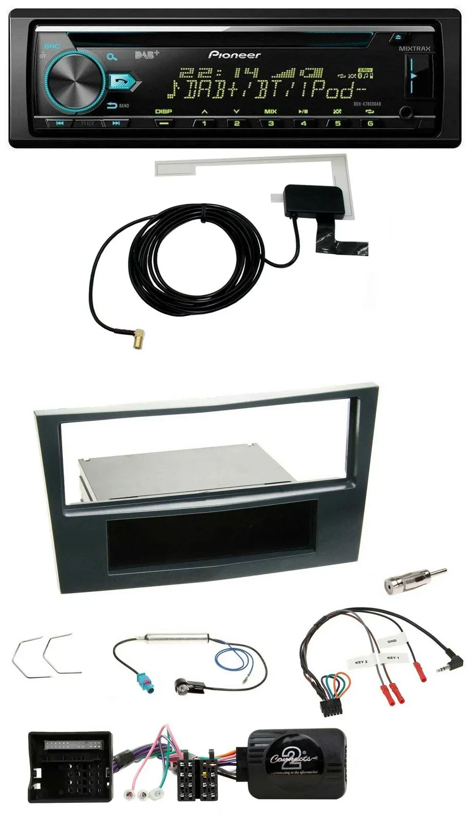 Автомагнитола Pioneer CD/USB, DAB, совместима с кнопками на руле, для Opel Corsa D (2006–2008), чёрный Stealth